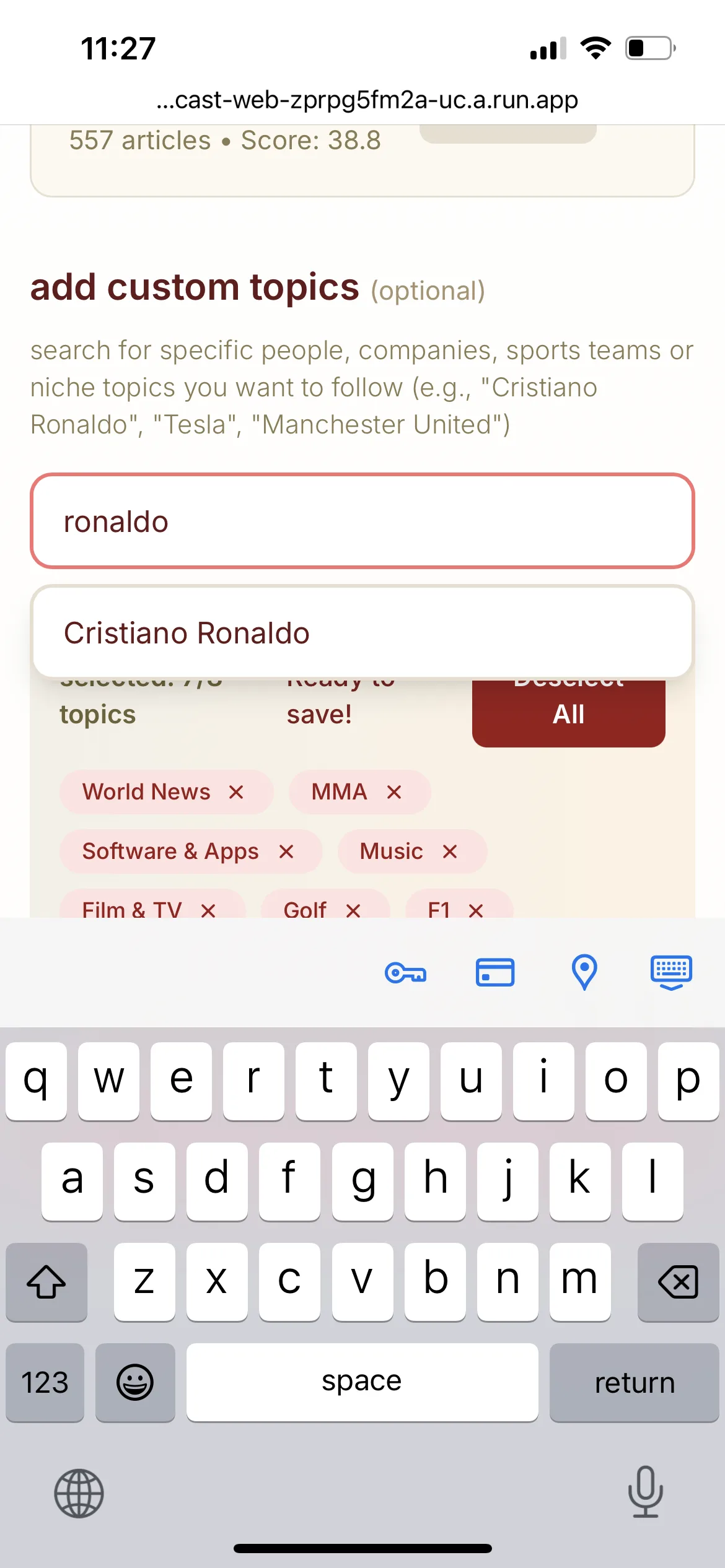 Topic selection and personalization